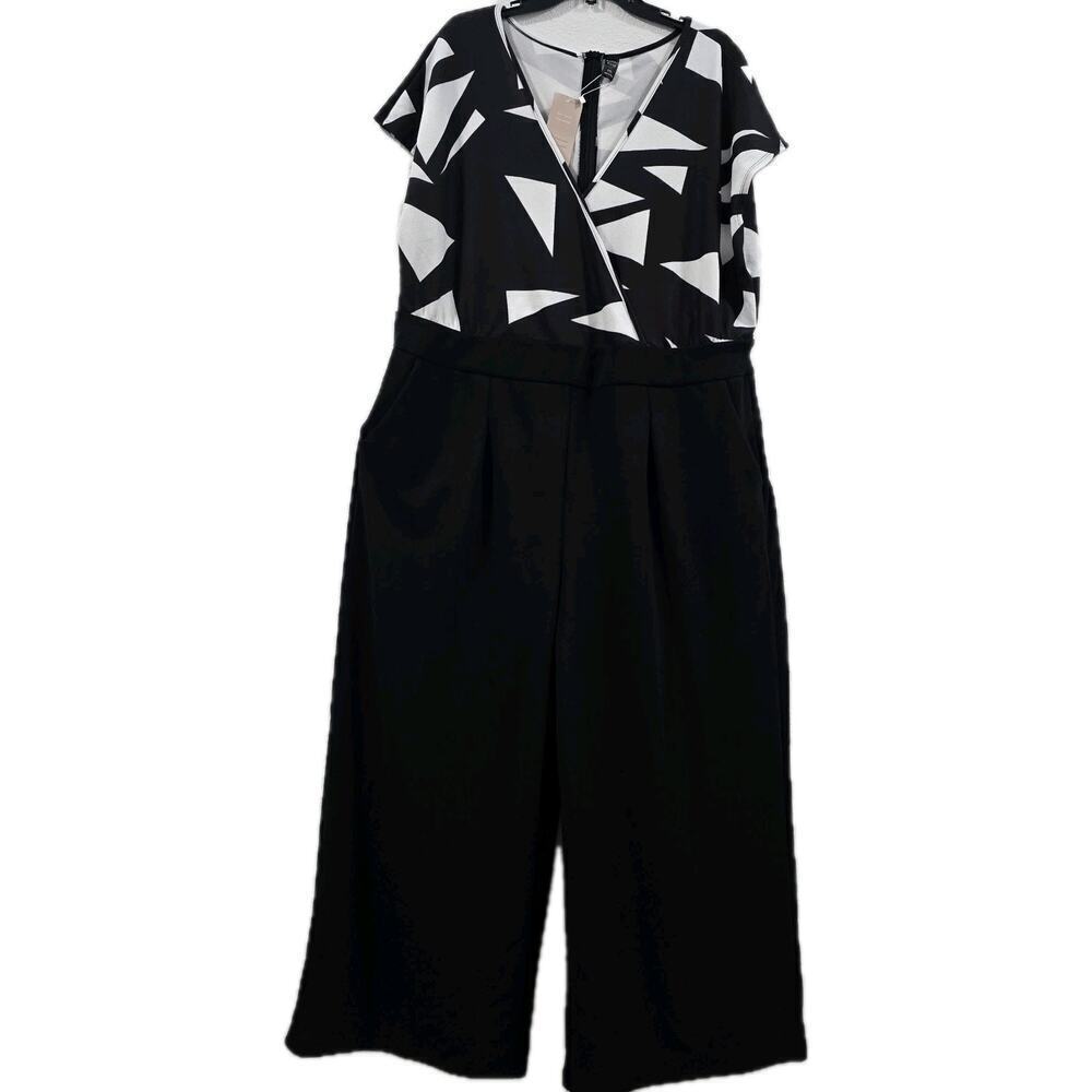 Emery Rose Womens Jumpsuit Wide Leg V-Neck Sleeveless Casual Plus Size 4XL